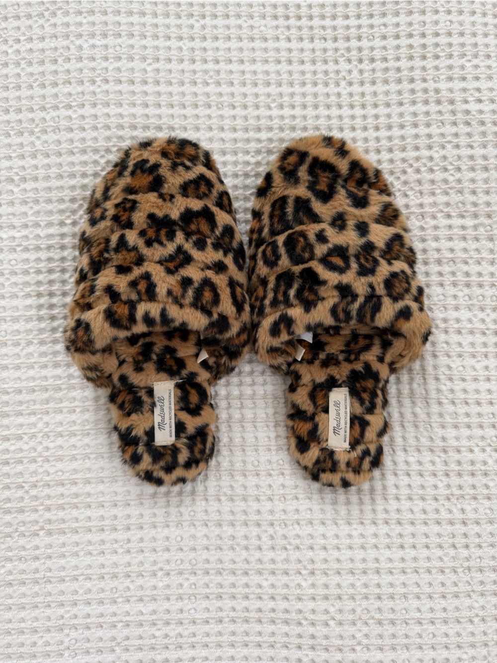 NWOT Madewell Leopard Print Faux Fur Slide Slippers - Brown Black
